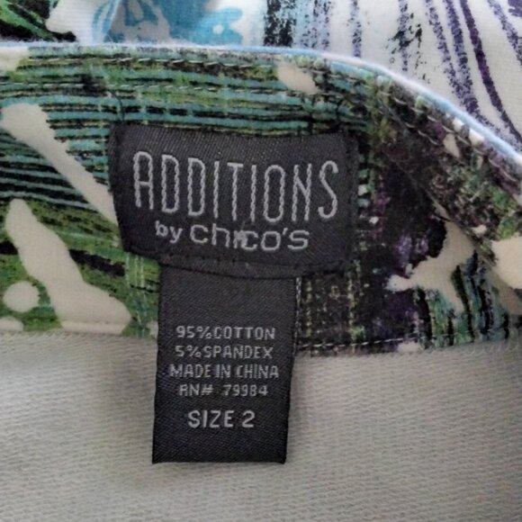 Additions by Chico's Funky Floral Abstract multi-color Zip Light Jacket Size 2 - Picture 15 of 16